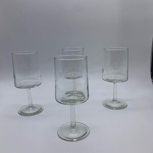 Set If 4 Vintage Clear Solid Cylinder Stem Wine Glasses 7”